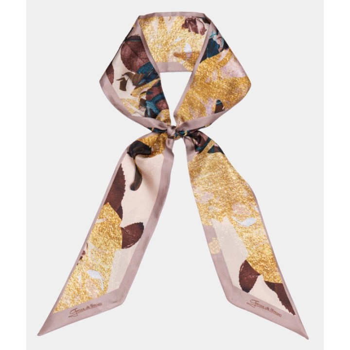 The Promenade Silk Ribbon Scarf - Rose Gold